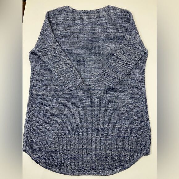 Express Blue Marl V-Neck Sweater Size Small Cotton Oversized - Picture 3 of 14